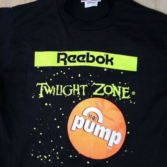 Deadstock Vintage 90s Reebok The Pump Twilight Zone Neon T-Shirt - Picture 1 of 6